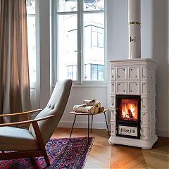 Печь MARLENE ACCUMULO L/A E (цвет-D1) с задней керамикой + Керамическая колонна 120 см (цвет-D1) 
